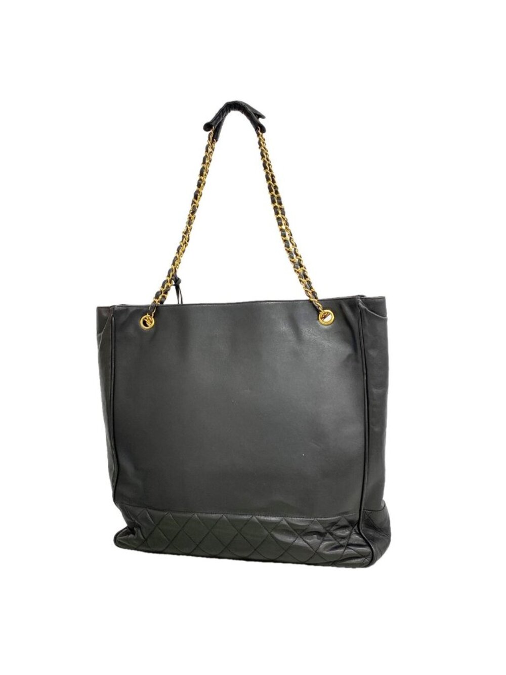 Chanel Shoulder Bag Quilted Lambskin Black Gold